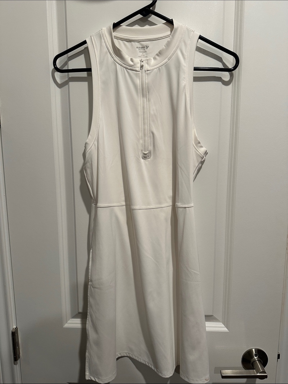 Old Navy White Sleeveless Zip-Front A-Line Dress